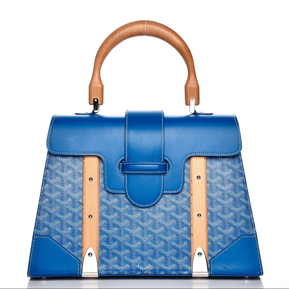 Goyard Blue Canvas and Leather Saigon Handle bag